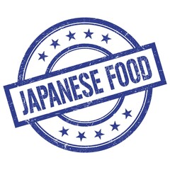 JAPANESE FOOD text written on blue vintage round stamp.