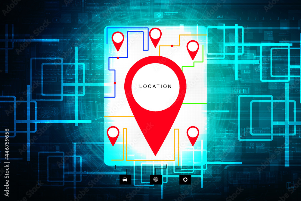 Poster 2d rendering Red map pointer