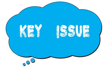 KEY    ISSUE text written on a blue thought bubble.