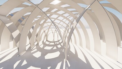Abstract architecture background arched interior 3d render