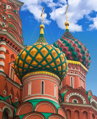 Fototapeta na wymiar st. basil's cathedral with domes in moscow historical value