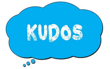 KUDOS text written on a blue thought bubble.
