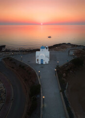 St.Nicholas Church in Pernera, Protaras beautiful beach in Paralimni, Cyprus