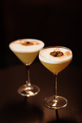 fruit alcohol cocktail based on lime, mint, orange, soda