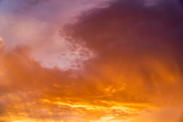 Beautiful epic orange dark blue sunset sky