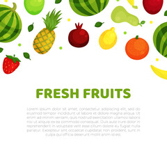 Fresh Fruits as Healthy Agricultural Crops from Local Garden Vector Page Template