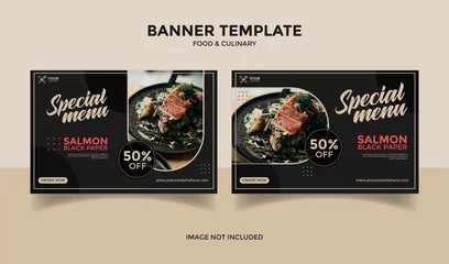 Foto op Aluminium Social Media banner template post for food, restaurant and culinary, black background color  © Ilyas Myi