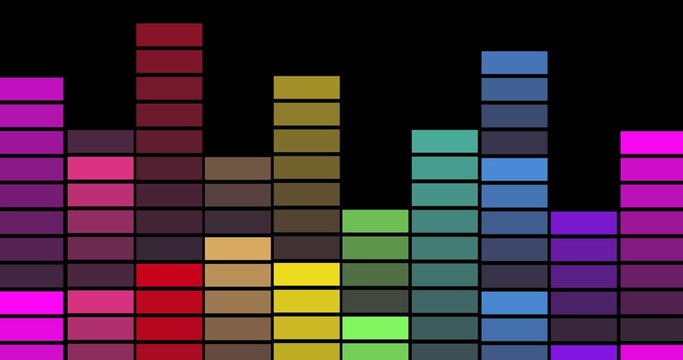 Composition of rainbow coloured graphic music equalizer on black background