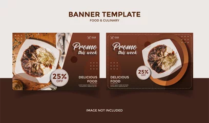 Foto op Plexiglas Social Media banner template post for food, restaurant and culinary, brown  background color  © Ilyas Myi