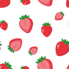 This is a seamless pattern of strawberry on a white background. 