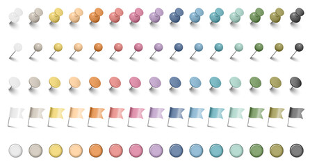 Fünfzehn Pins Nadeln Fahnen Und Magnete Set Schatten Retrofarben