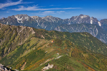 Fototapeta na wymiar Mt.Kashimayari trekking in early autumn, 初秋の鹿島槍ヶ岳登山