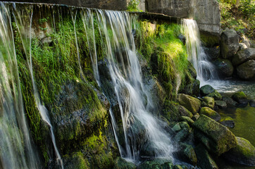 Kazdanga village mill locks with a waterfall, Latvia.
