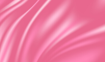 The luxury of pink fabric texture background. Beautiful pink satin. Closeup of rippled pink silk fabric. Abstract pink cloth or liquid wave background. Cloth soft wave. Creases of satin, silk. Vector