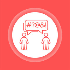 Verbal bullying color button icon. Harassment, social abuse and violence.