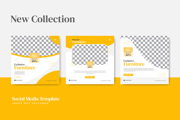 Modern furniture instagram social media post template pack
