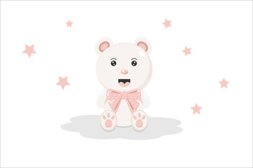 Obraz na płótnie Canvas Teddy Bear with pink stars around