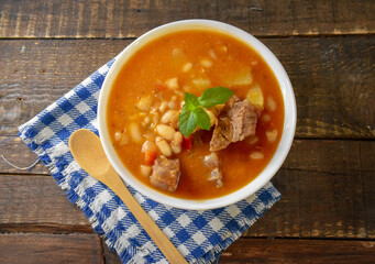 White beans with beef background 