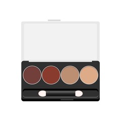 Vector palette with eye shadows open. Rectangle eyeshadow palette with four colors. Professional eye cosmetics. A palette with decorative eye paints. Cosmetics for women.