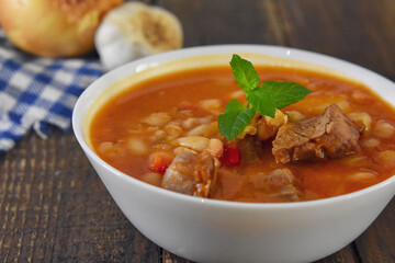 White beans with beef background 