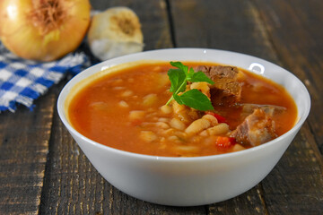 White beans with beef background 