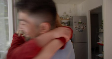 teenage girl hugging father congratulating daughter successful achievement excited dad feeling proud happy family connection at home 4k