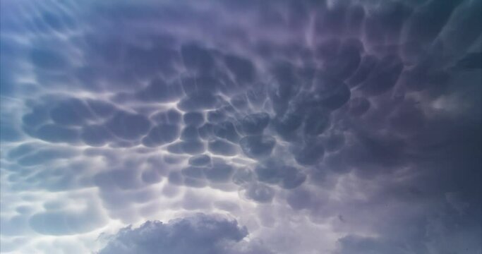 Timelapse of mammatus clouds after a severe storm