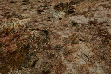 Geothermal zone Namafjall in North Iceland Valley of Geysers Hverir