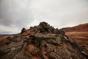 Geothermal zone Namafjall in North Iceland Valley of Geysers Hverir