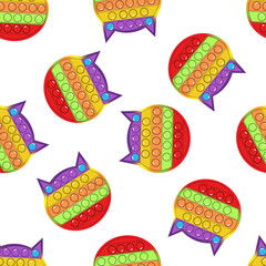 Pop it cat toys seamless pattern isolated on white. Design for kids fabric, textile, card, cover notebook