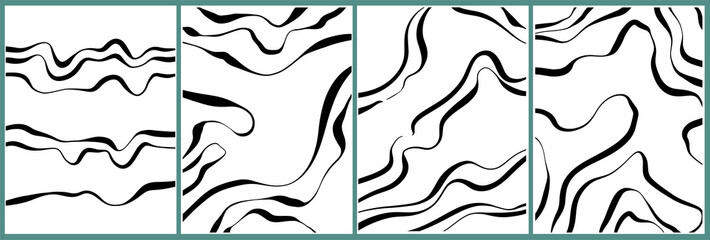 Background set paint grunge illustration. Design brush vector elements.