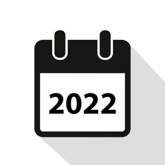 simple calendar icon 2022 new year on white background