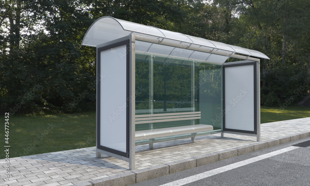 Poster 3d rendering of a bus station empty mockup