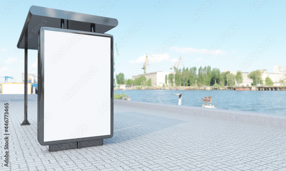 Aufkleber 3d rendering of a bus station empty mockup