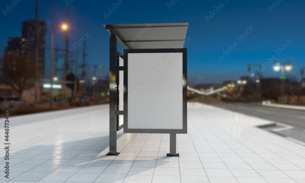 Poster 3d rendering of a bus station empty mockup