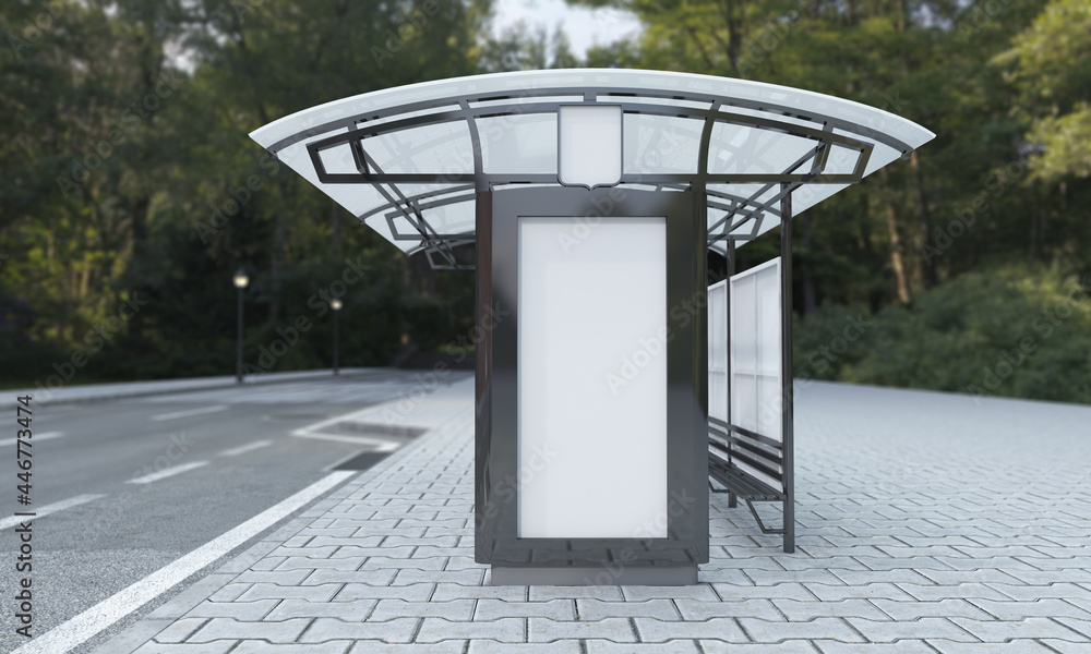 Poster 3d rendering of a bus station empty mockup