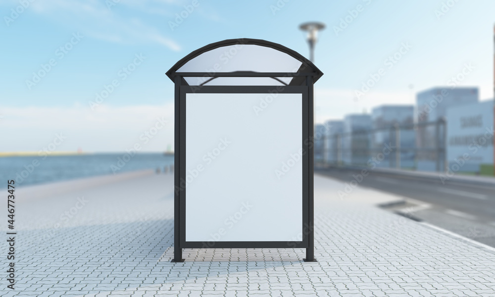 Poster 3d rendering of a bus station empty mockup