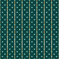 Vector gold stripes teal green dots repeat pattern
