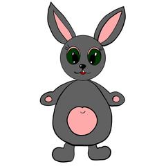 coloring book, hare, gray hare with green eyes and a smile, coloring book for children, easy to print and color
