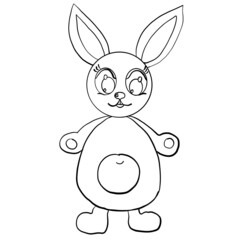 coloring book, hare, gray hare with green eyes and a smile, coloring book for children, easy to print and color