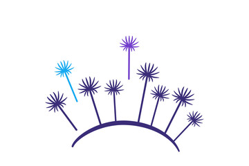 The surface of a dandelion with feathers flying off. Isolated vector illustration of plant symbol on white background. Graphic design for logo, icon, template, print, sticker, emblem, label.