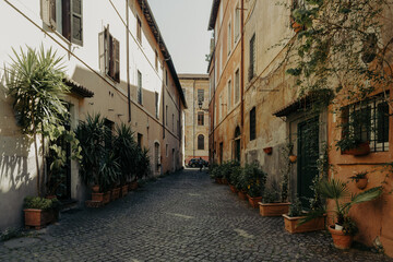 Fototapeta na wymiar Street of the historic center of Rome