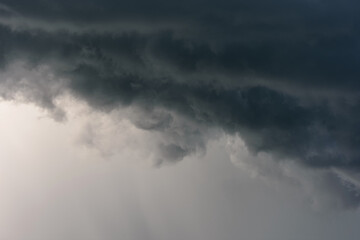 Dark sky and a sharp black cloud before the rain