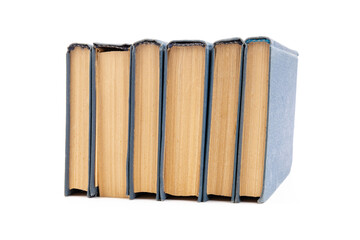 Old hardback books background. Top view. education background. Back to school. Copy space for text.