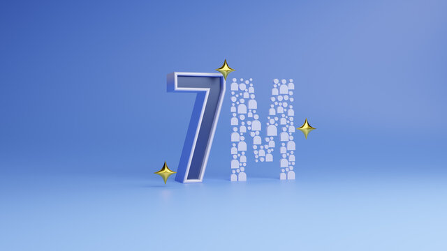 3D Rendering 7m social media follower&rsquo;s celebration post
