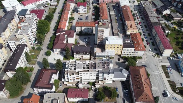 Aerial drone view of Foca, Bosnia and Herzegovina.  