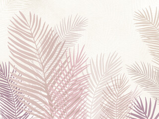 Tropical leaves. Background with palm leaves. Photo wallpapers for the room.Palm branches. The background is in the grunge style. - 446777274