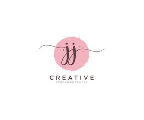 initial JJ Feminine logo beauty monogram and elegant logo design, handwriting logo of initial signature, wedding, fashion, floral and botanical with creative template.