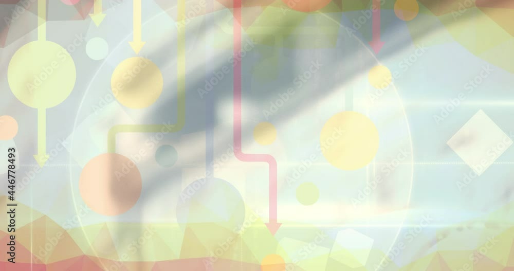 Poster animation of globe with digital icons over blurred background
