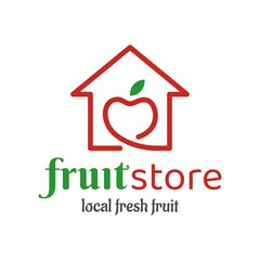 Fruit Store Logo Design Concept Template with an apple and house line symbol illustration